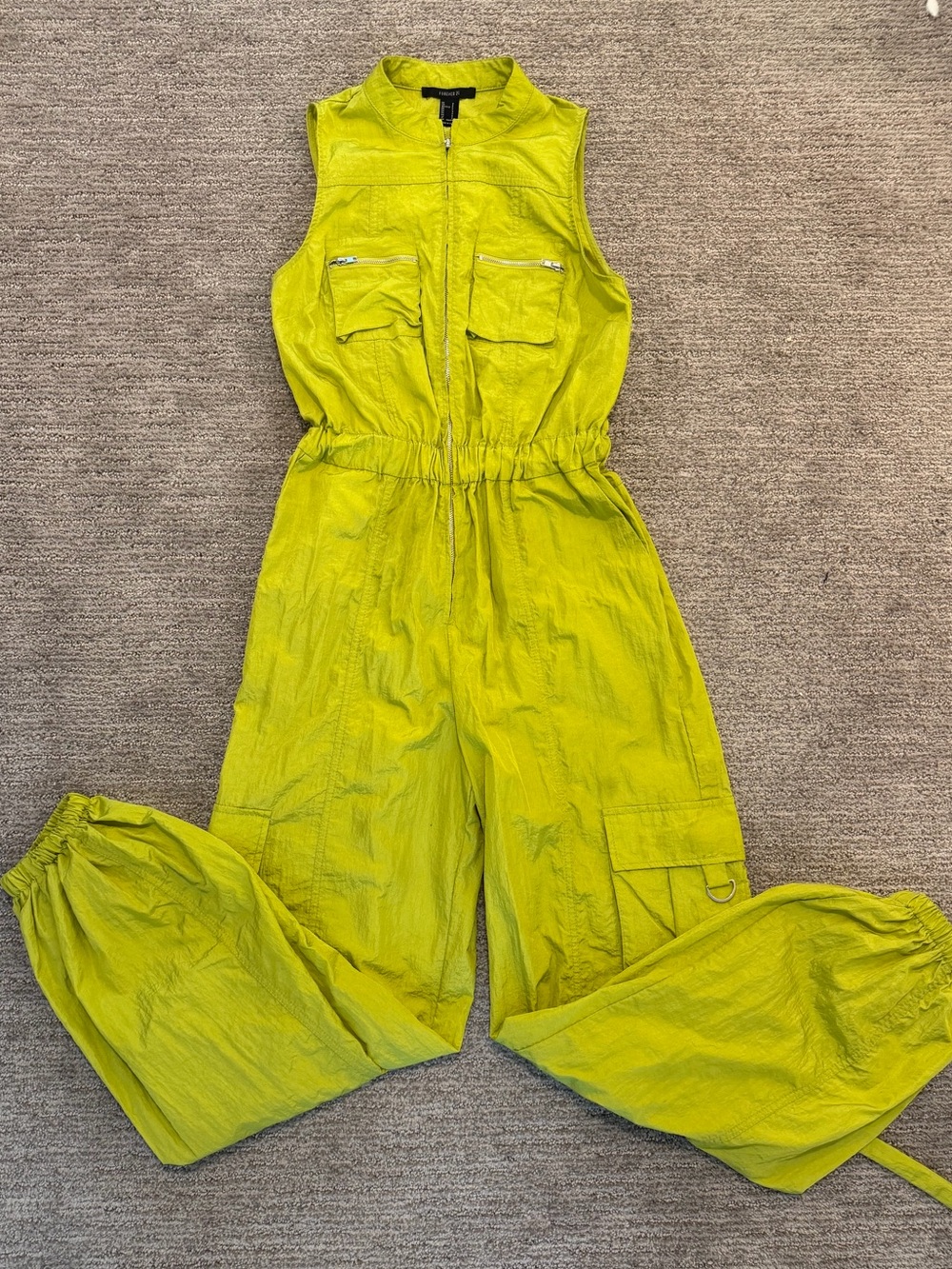Sleeveless tracksuit set of 3 Jumpsuits neon YellowGreen & grey silver